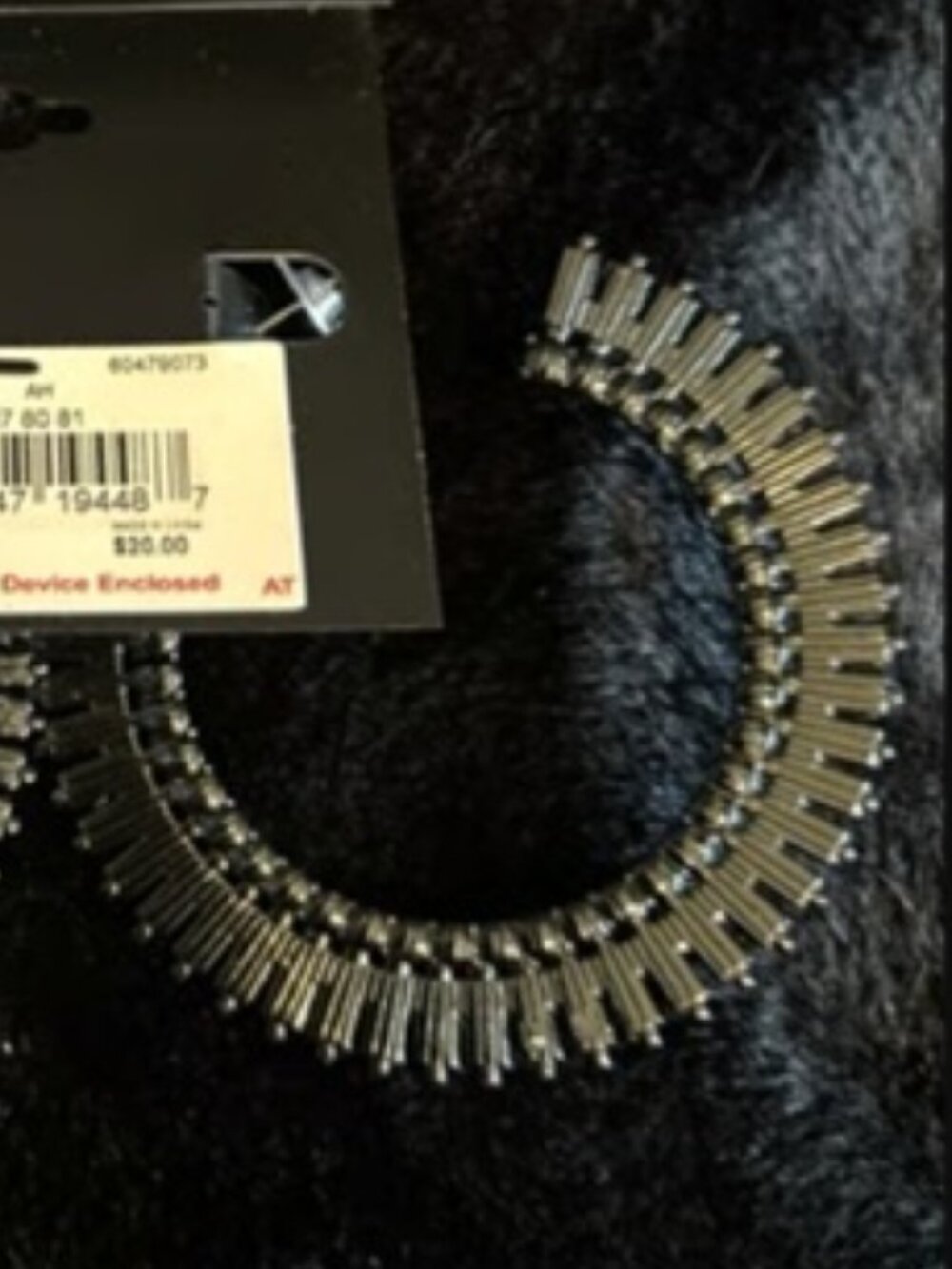 VERA WANG Goth Black Metal/Black Crystal Statement Hoop Earrings**NEW! - Picture 4 of 5